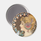 Veer van Alphonse Mucha -  Art Nouveau Magneet (Voorkant / Achterkant)
