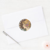 Veer van Alphonse Mucha -  Art Nouveau Ronde Sticker (Envelop)