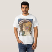 Veer van Alphonse Mucha - Art Nouveau T-shirt (Voorkant volledig)