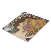 Veer van Alphonse Mucha -  Art Nouveau Tegeltje (Zijkant)