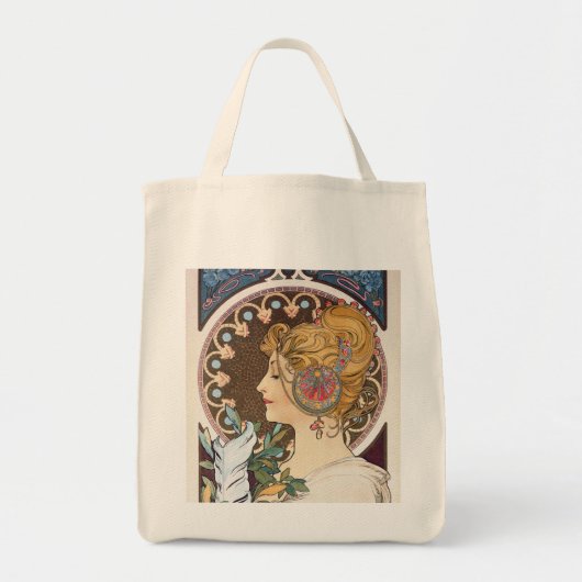 Veer van Alphonse Mucha - Art Nouveau Tote Bag (Voorkant)