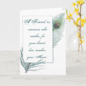 Veer van de Pauw van het Citaat van de vriendschap Kaart (Gele Bloem)