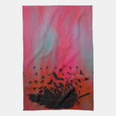 Veer van Krogen, zwarte vogels en Ravens Theedoek (Verticaal)