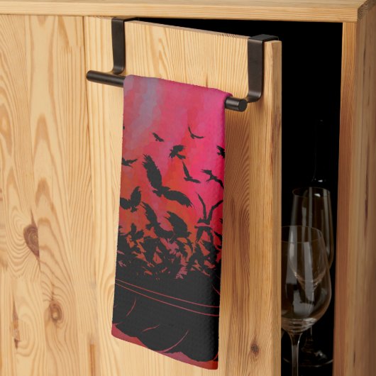 Veer van Krogen, zwarte vogels en Ravens Theedoek (Derde Gevouwen)