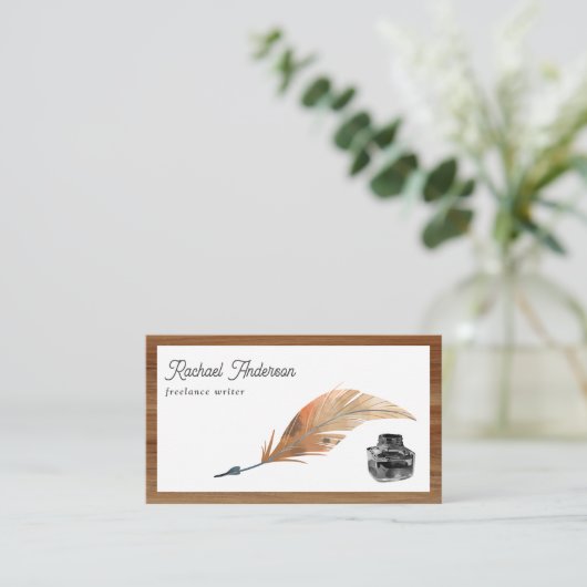 Veer Veer Quill Pen QR Code Writer Visitekaartje (Staand voorkant)