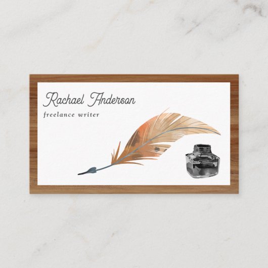 Veer Veer Quill Pen QR Code Writer Visitekaartje (Voorkant)