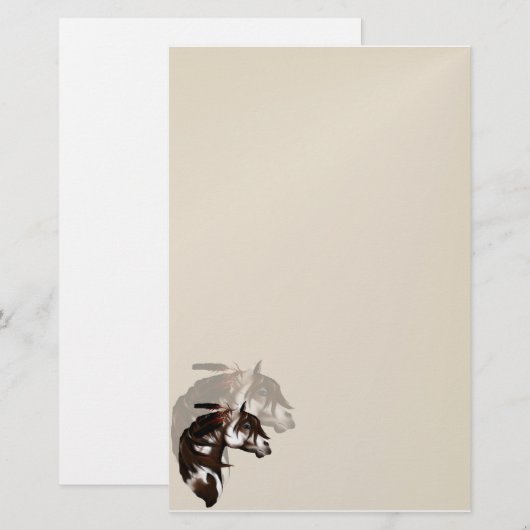 Veer verf Horse-kantoorbenodigdheden2_vertical.v2. Briefpapier (Voorkant / Achterkant)