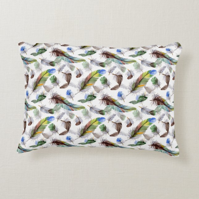 Veer Waterverf Patroon Accent Kussen (Achterkant)