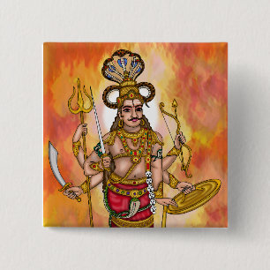 Veerabhadra-knoppen Vierkante Button 5,1 Cm