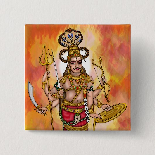 Veerabhadra-knoppen Vierkante Button 5,1 Cm (Voorkant)