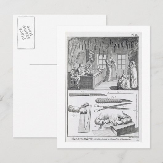 Veerarbeiders en hun gereedschap, van de Encycloo Briefkaart (Voorkant / Achterkant)