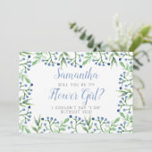 Veerblauwe bosbessen | Ben je mijn Bloemenmeisje? Kaart (Staand voorkant)