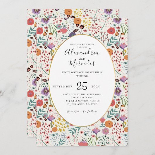 Veerbloem, kleurrijke bloemen kaart (Voorkant / Achterkant)