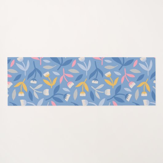 Veerbloemen Aangepast blauw en Roze Aangepast Yogamat (Achterkant (horizontaal))
