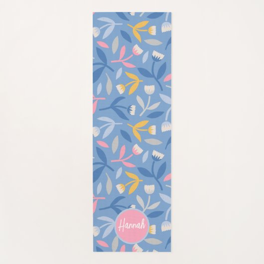Veerbloemen Aangepast blauw en Roze Aangepast Yogamat (Voorkant)