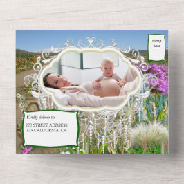 Veerbloemen en FAIRIES Alle in één Baby shower Al All In One Uitnodiging