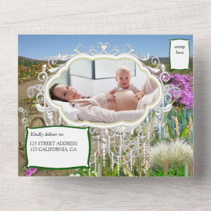 Veerbloemen en FAIRIES Alle in één Baby shower Al All In One Uitnodiging