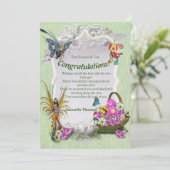 Veerbloemen en vlindervloeren bedankkaart (Staand voorkant)