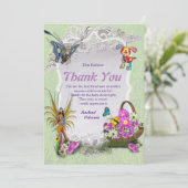 Veerbloemen en vlindervloeren bedankkaart (Staand voorkant)