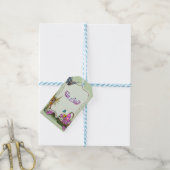 Veerbloemen en vlindervloeren cadeaulabel (Met Touw)