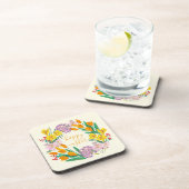 Veerbloemen geel easter floral tulip tekening bier onderzetter (Rechterzijde)