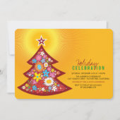 Veerbloemen kerstboomfeest Uitnodiging (Voorkant)