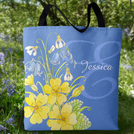 Veerbloemen kunst aangepaste naam canvas tas