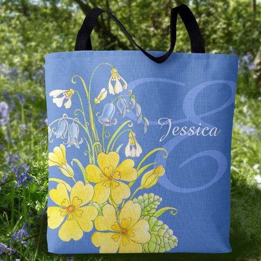 Veerbloemen kunst aangepaste naam canvas tas