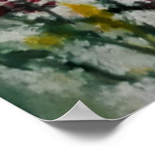 Veerbloemen met papavers en vlinders poster (Hoek)