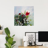 Veerbloemen met papavers en vlinders poster (Thuiskantoor)