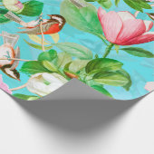 Veerbloemen, pinda's en insectenpatroon cadeaupapier (Hoek)