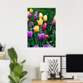 Veerbloemen Tulpen Roze Gele Paarse tuin Poster (Thuiskantoor)