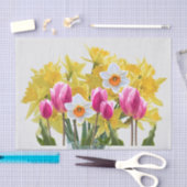 Veerbloemen / Vetvloeren van Daffodils, roze Tulpe Tissuepapier (Craft)