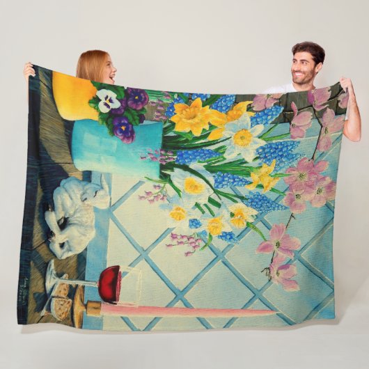 Veerbloemenbloemkool, lam van God/wijn/karton Fleece Deken (In situ)
