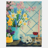 Veerbloemenbloemkool, lam van God/wijn/karton Fleece Deken (Voorkant)