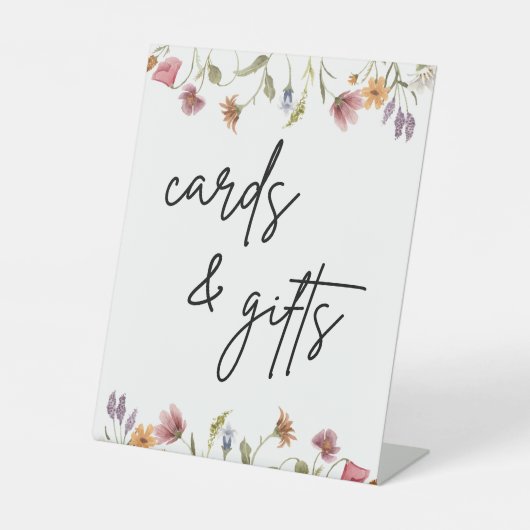 Veerbloemenkaarten en cadeaubonetjes reclamebord met voetstuk (Voorkant)