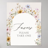 Veerbloemig Baby shower Favors Sign Poster (Voorkant)