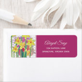 Veerbloemig Geel Daffodil en Roze adres Etiket (Insitu)