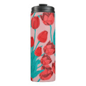 Veerbloemig naadloos patroon met handgetekende bui thermosbeker (Voorkant)