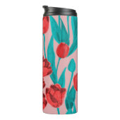 Veerbloemig naadloos patroon met handgetekende bui thermosbeker (Geroteerd rechts)