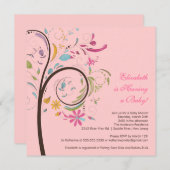 Veerbloemige Baby shower Kaart (Voorkant / Achterkant)