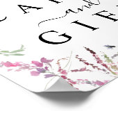 Veerbloemige bruiloft en cadeautentafel poster (Hoek)