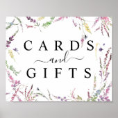 Veerbloemige bruiloft en cadeautentafel poster (Voorkant)