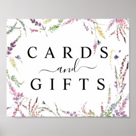 Veerbloemige bruiloft en cadeautentafel poster