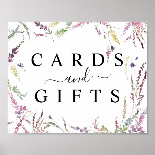 Veerbloemige bruiloft en cadeautentafel poster (Voorkant)