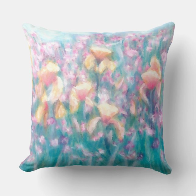 Veerbloemige tuin Iris Soft Pastel Pillow Kussen (Voorkant)
