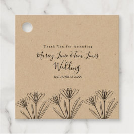 Veerbloemige wilde bloemen, handgeschreven papierk bedankjes labels