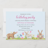 Veerbloemige zoete dieren Veerdaagse uitnodiging (Voorkant)