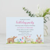 Veerbloemige zoete dieren Veerdaagse uitnodiging (Staand voorkant)