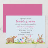 Veerbloemige zoete dieren Veerdaagse uitnodiging (Voorkant / Achterkant)